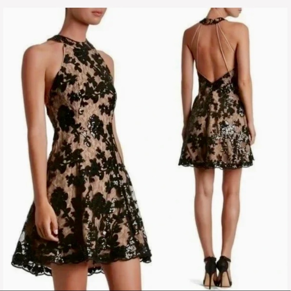 DRESS THE POPULATION  Abbie Sequin Open Back Dress - size M